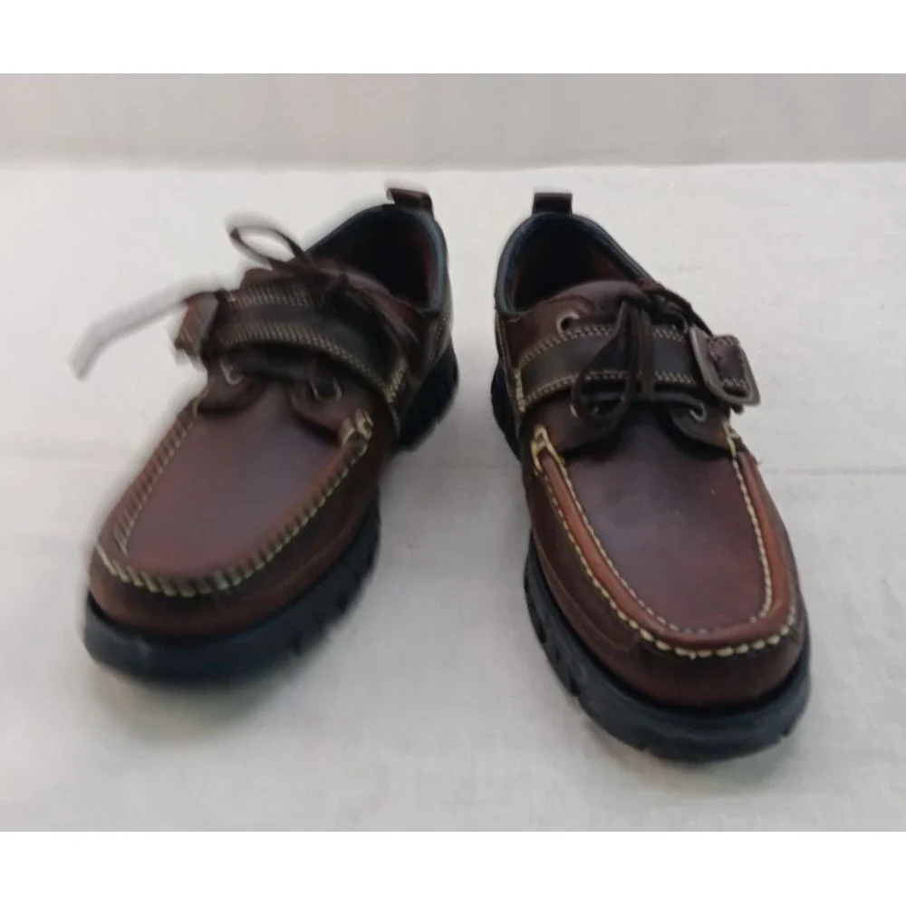 Hunt Club Women’s Size 6.5M Brown Leather Mary Jane Monk Strap Lace-Up Shoes New - Picture 1 of 7